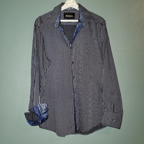 Cultura Other - CULTURA men's navy & white LS button-up